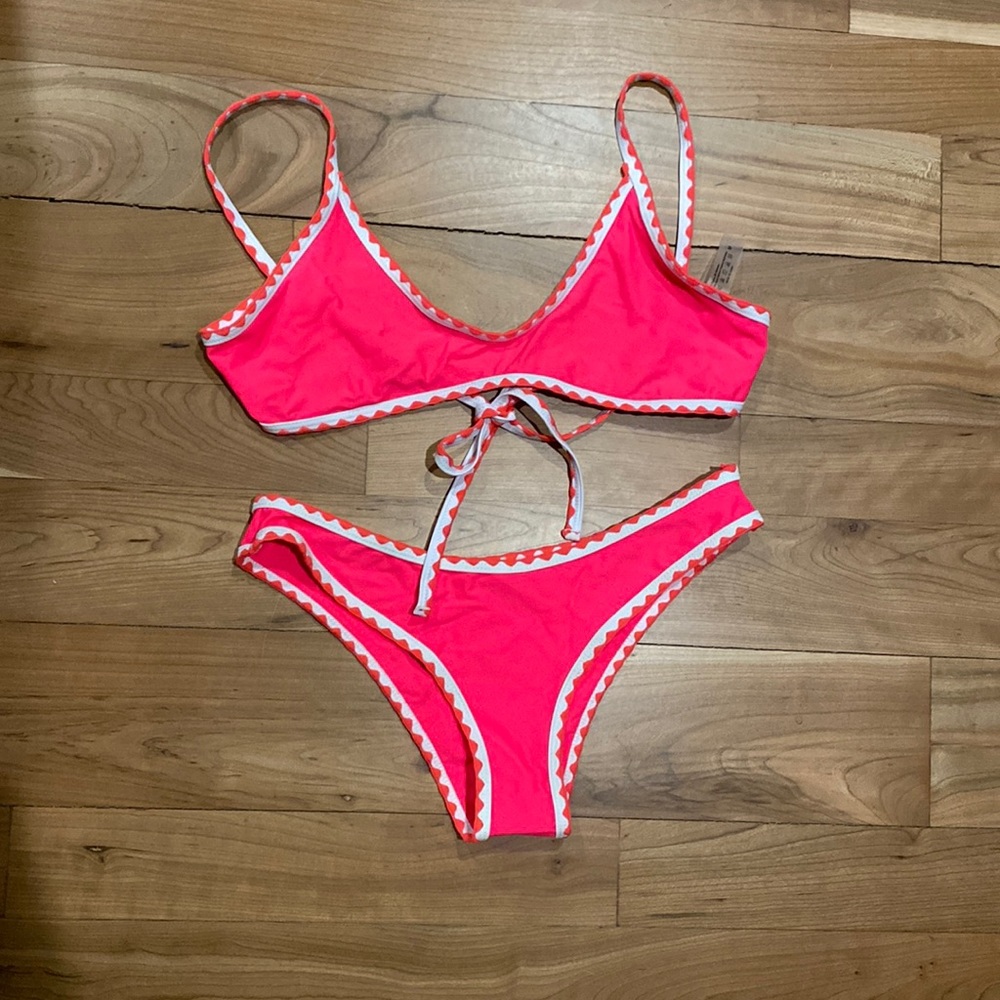 Bright pink/white, size medium swimsuit
